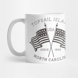 Topsail Island, NC Summertime Vacationing Patriotic Flags Mug